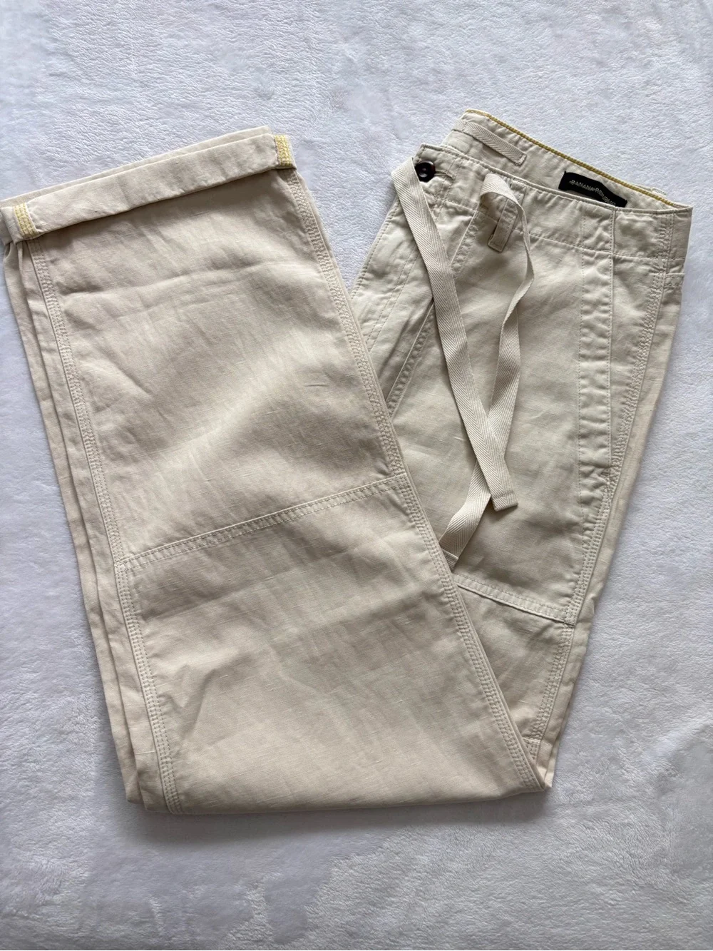 BANANA REPUBLIC Relaxed Fit Rolled Cuff Mid Rise Cotton Linen Pants--NWT--32L